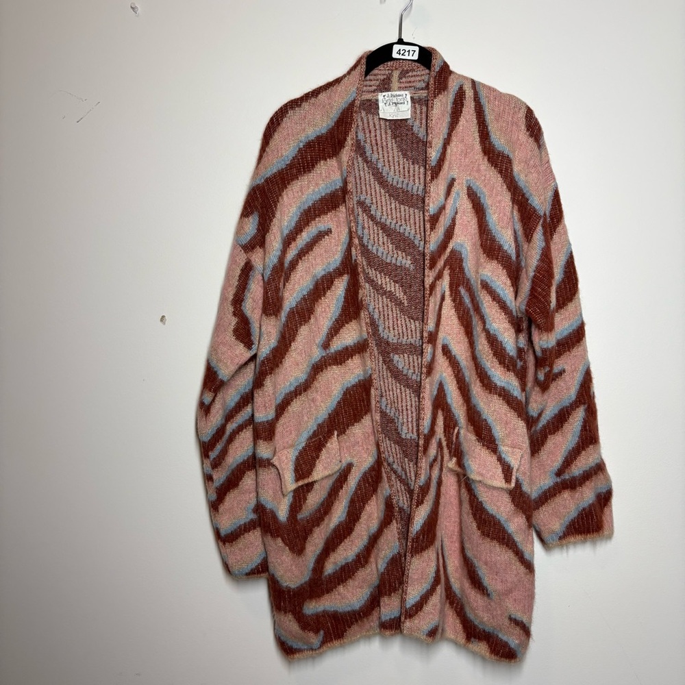 FORTE FORTE los andes jacquard cardigan in rose zebra stripe